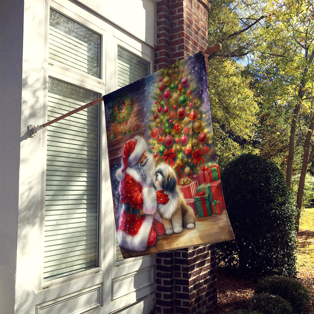 Buy this Lhasa Apso and Santa Claus House Flag