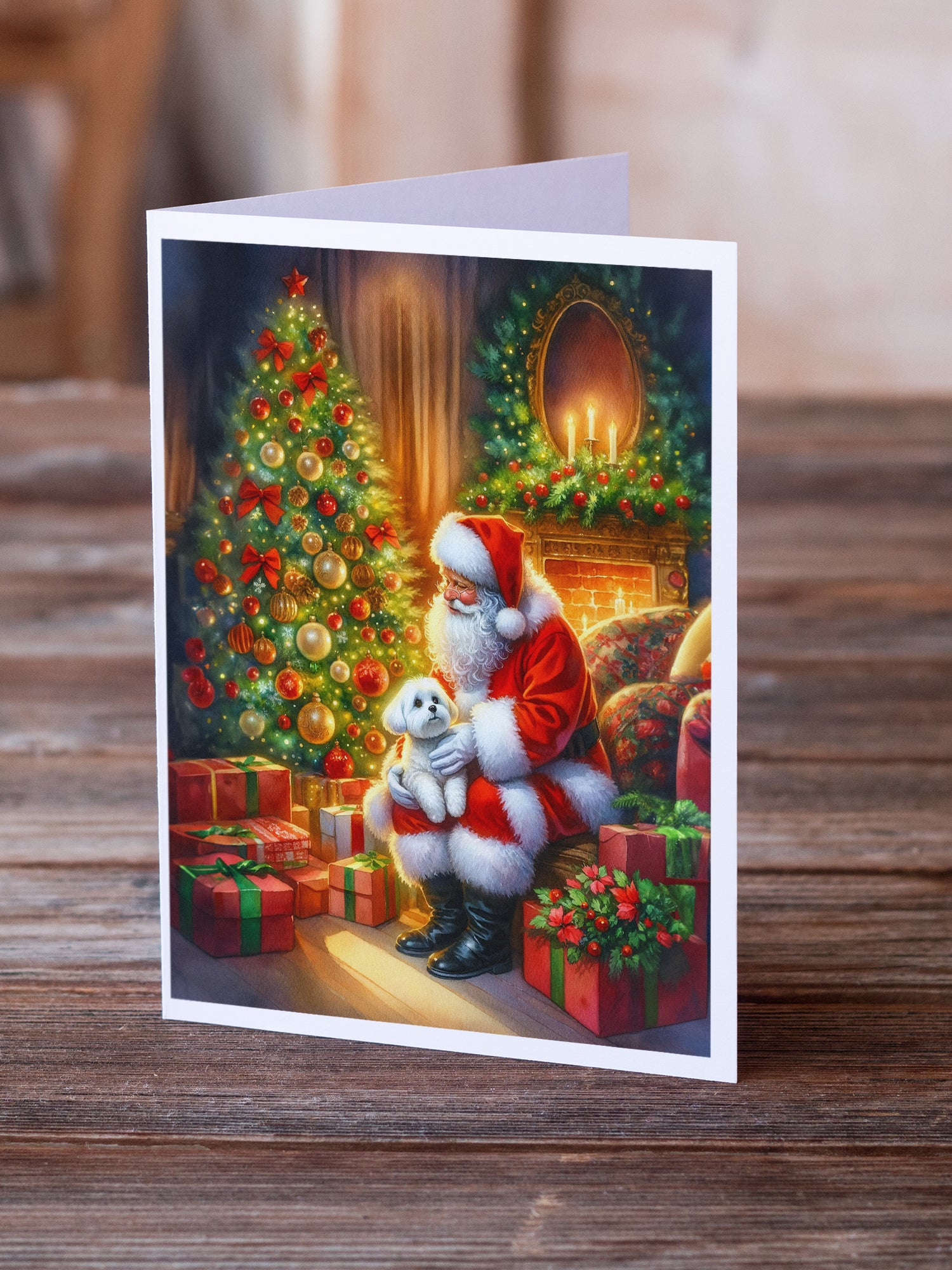 Buy this Maltese and Santa Claus Greeting Cards Pack of 8