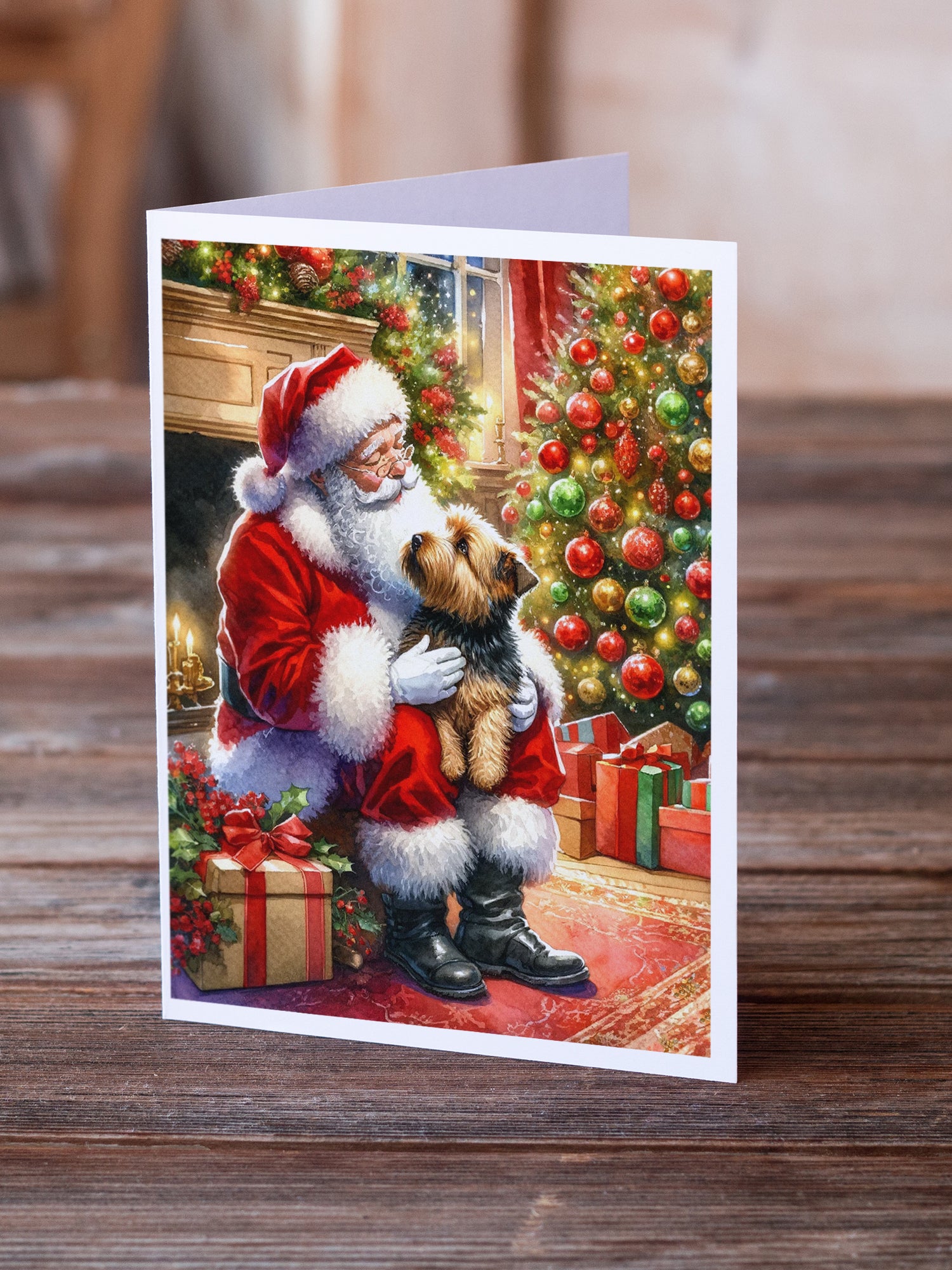 Norfolk Terrier and Santa Claus Greeting Cards Pack of 8