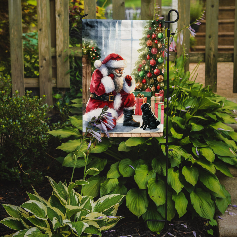 Buy this Black Pug and Santa Claus Garden Flag