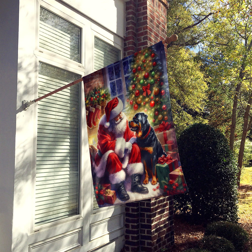 Rottweiler and Santa Claus House Flag