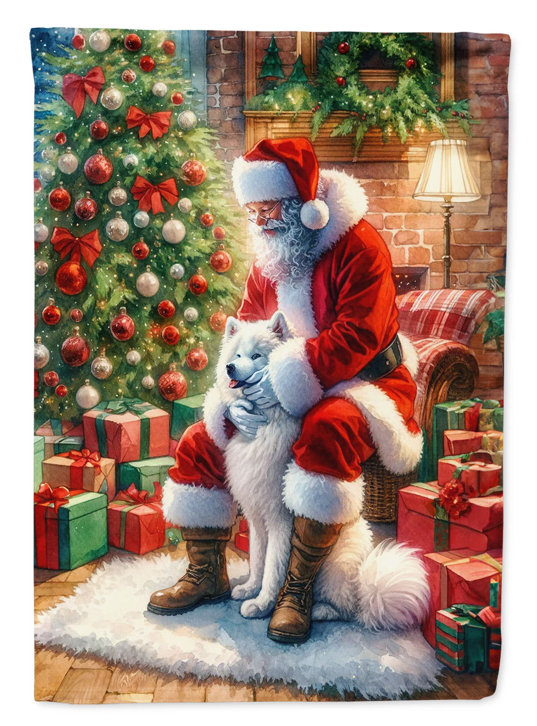 Buy this Samoyed and Santa Claus Garden Flag