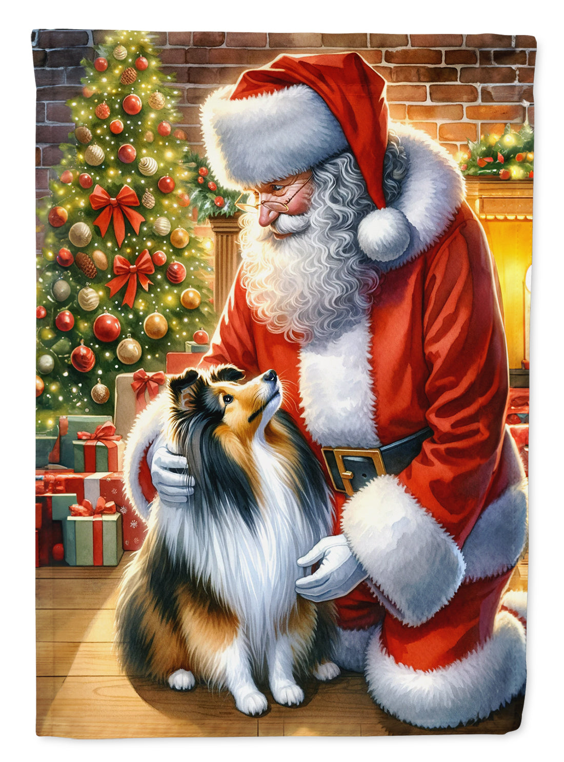 Buy this Sheltie and Santa Claus Garden Flag