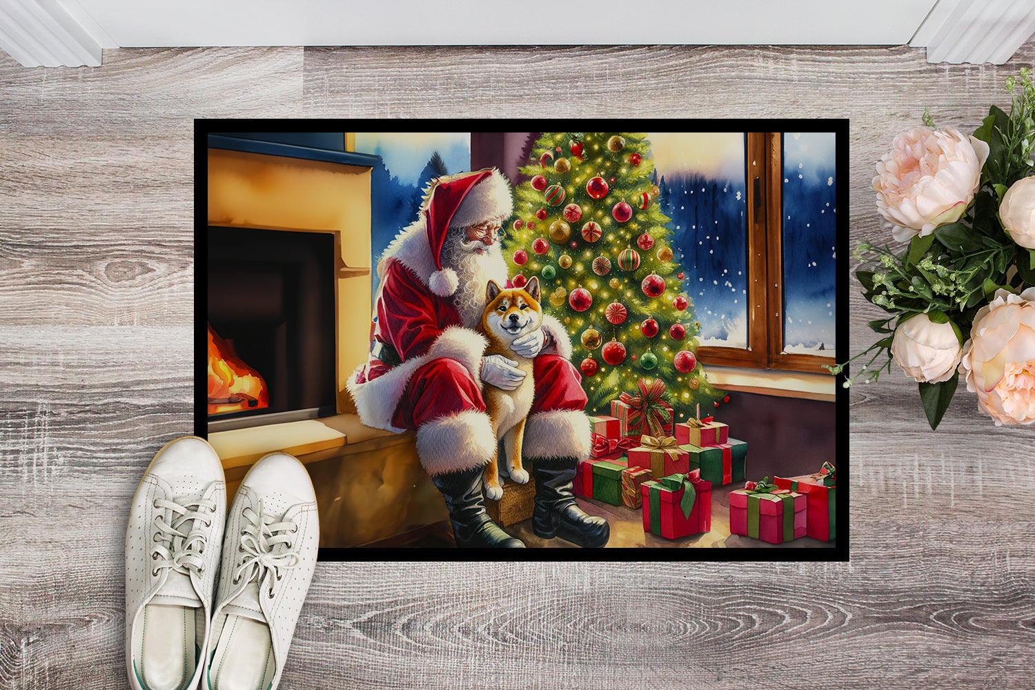 Buy this Shiba Inu and Santa Claus Doormat