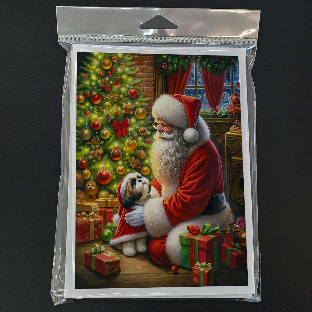 Shih Tzu and Santa Claus Greeting Cards Pack of 8