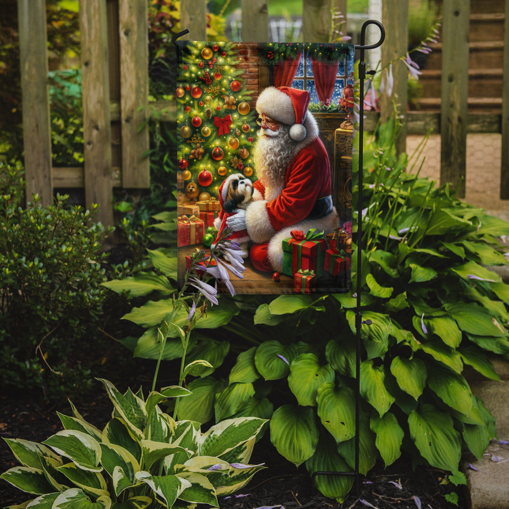 Shih Tzu and Santa Claus Garden Flag