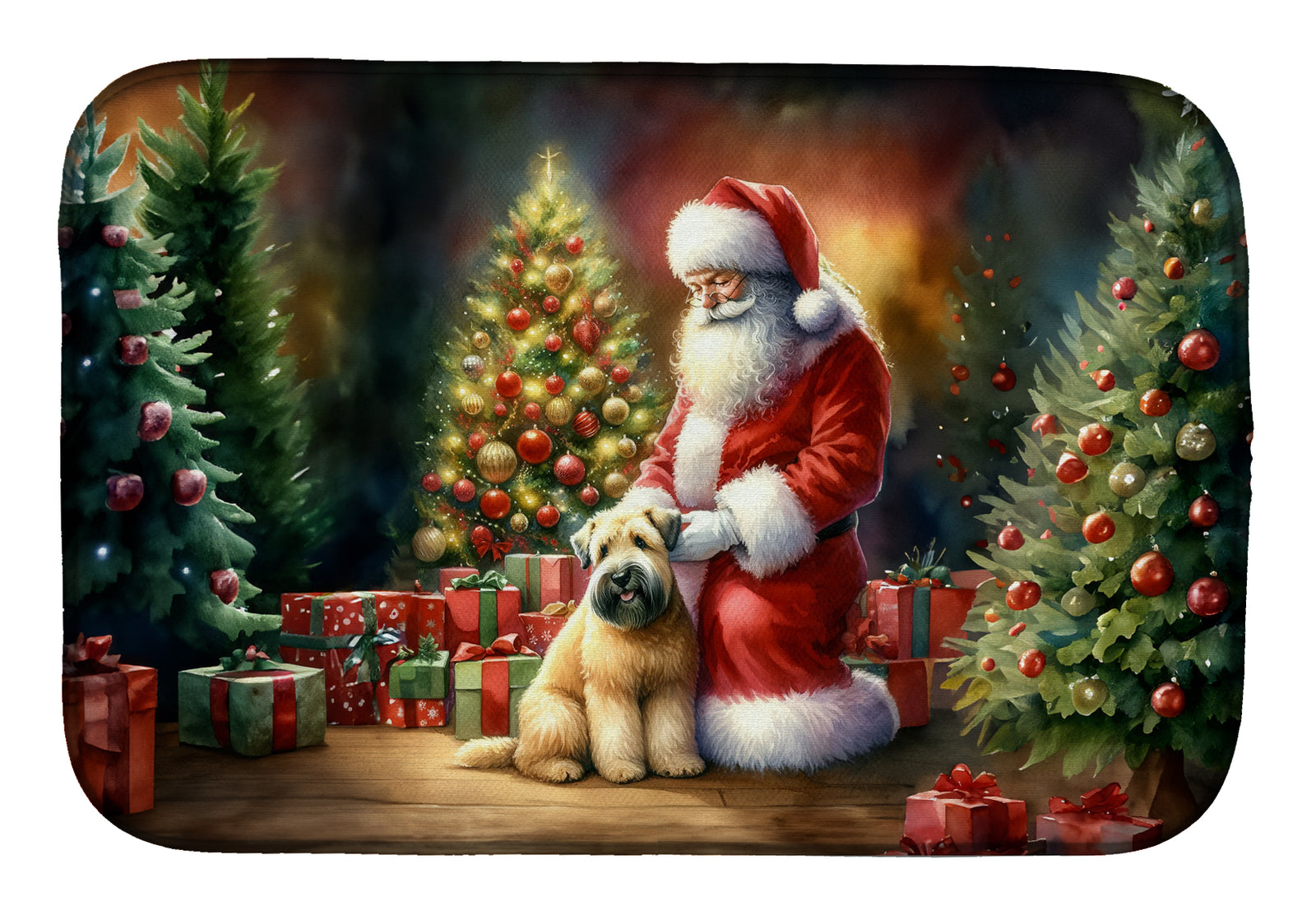 Buy this Wheaten Terrier and Santa Claus Dish Drying Mat