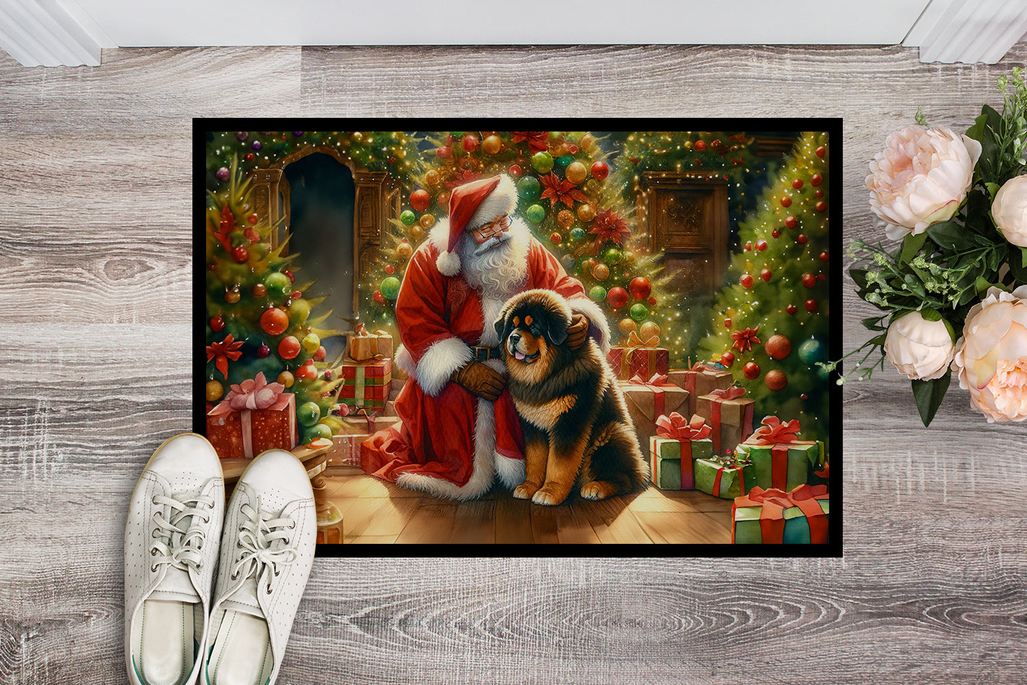 Buy this Tibetan Mastiff and Santa Claus Doormat