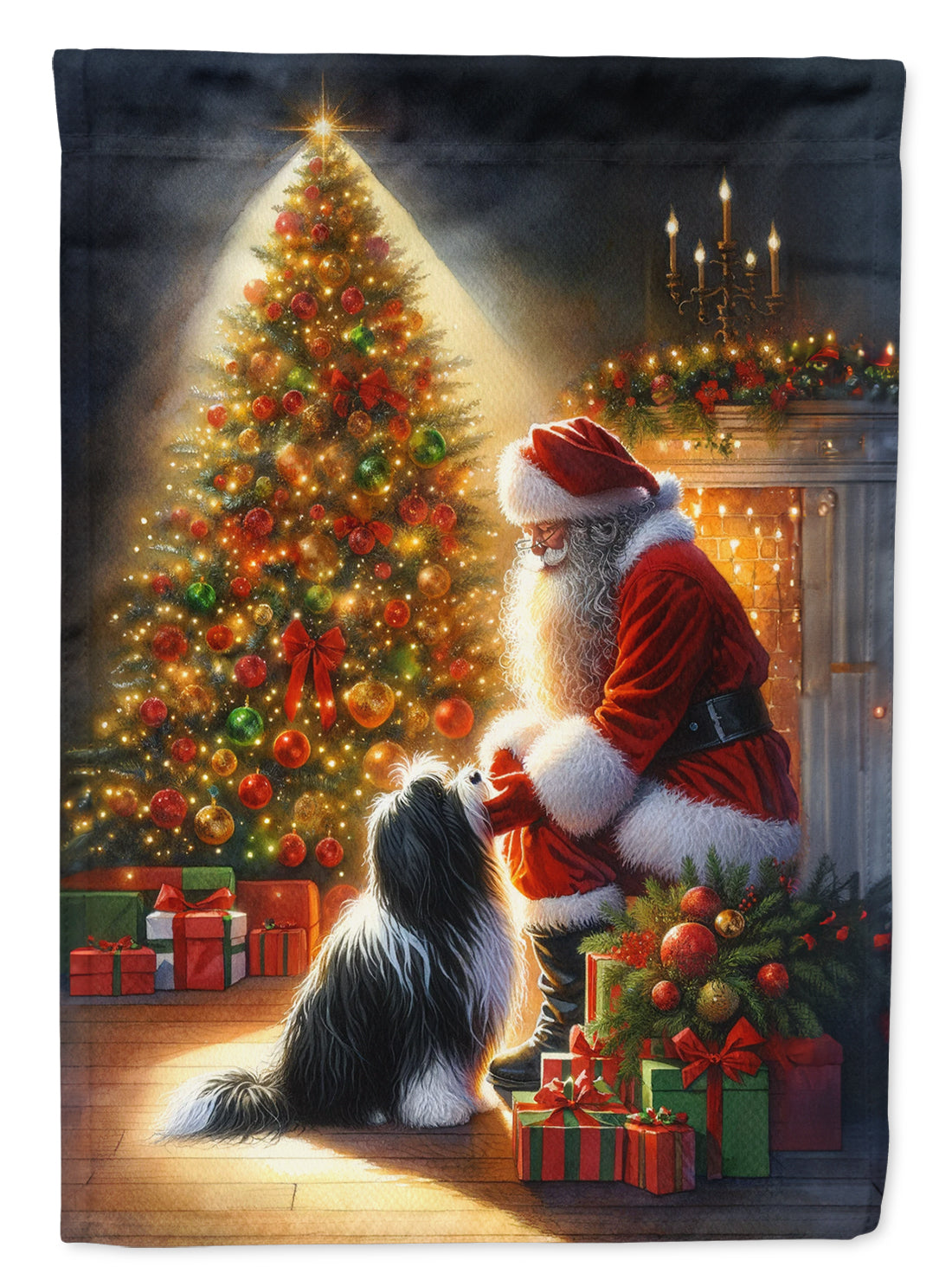 Buy this Tibetan Terrier and Santa Claus House Flag