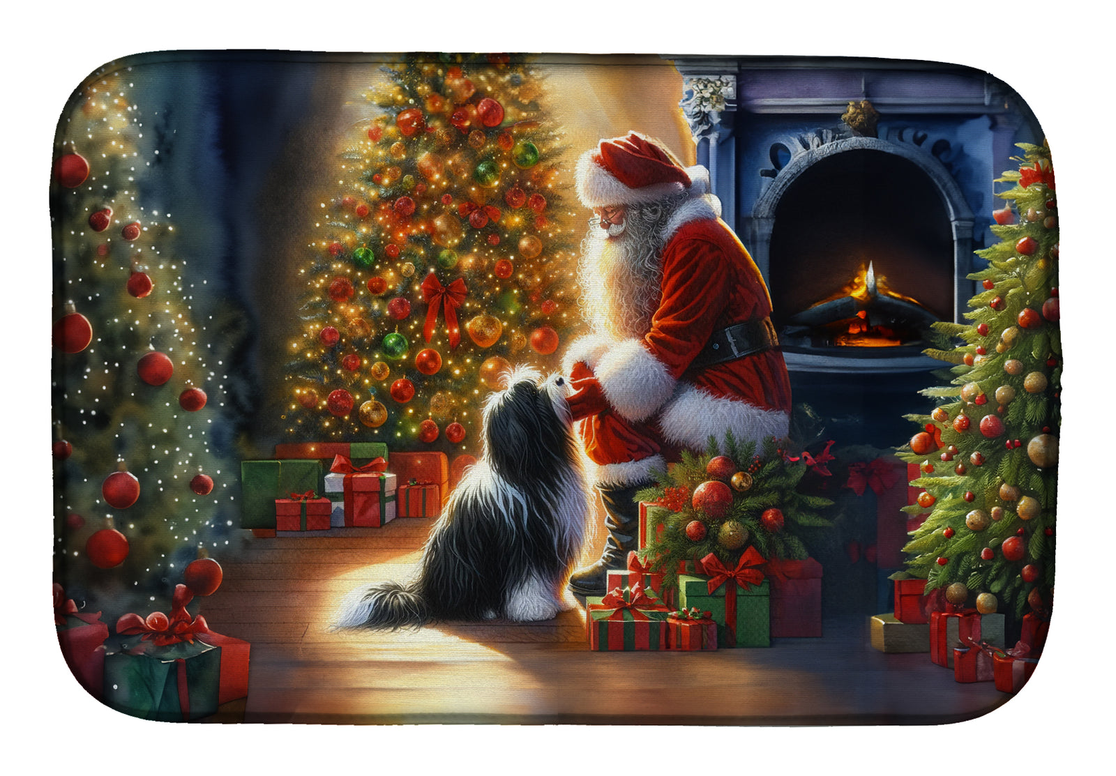 Buy this Tibetan Terrier and Santa Claus Dish Drying Mat