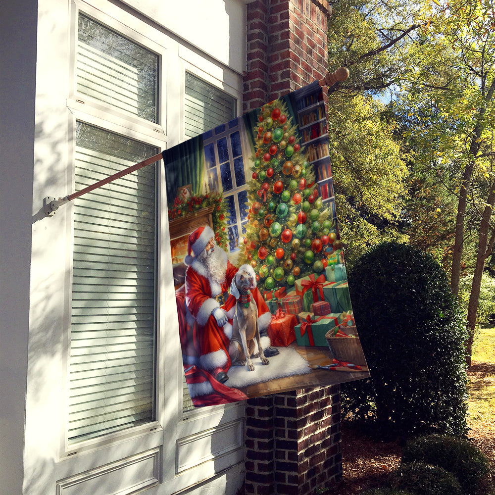 Weimaraner and Santa Claus House Flag