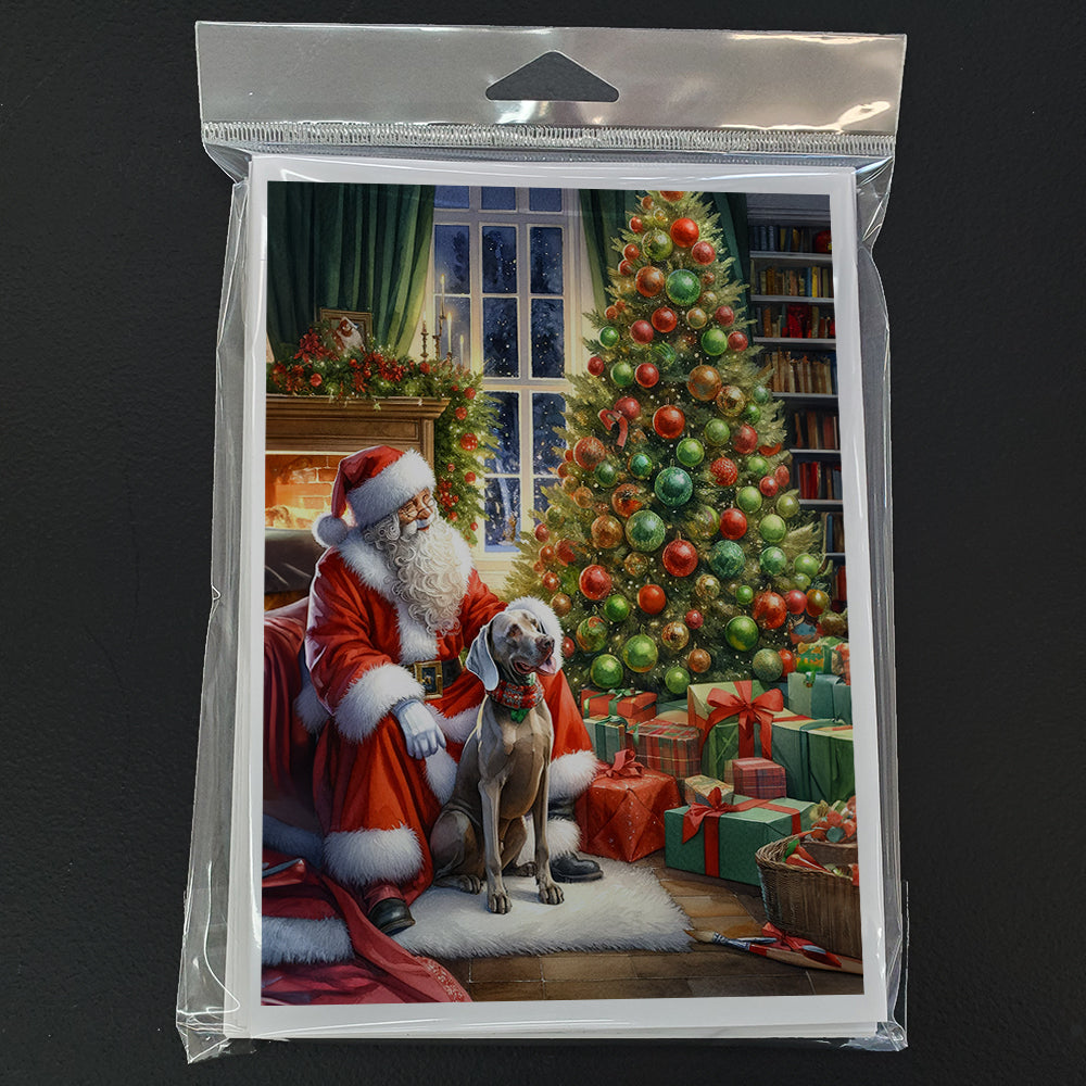 Weimaraner and Santa Claus Greeting Cards Pack of 8