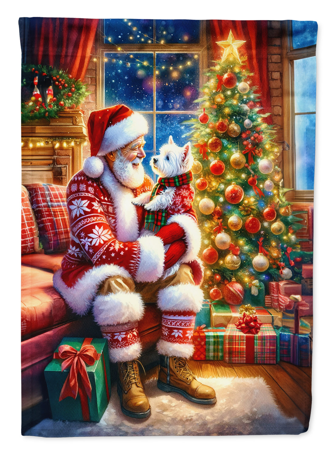 Buy this Westie and Santa Claus Garden Flag