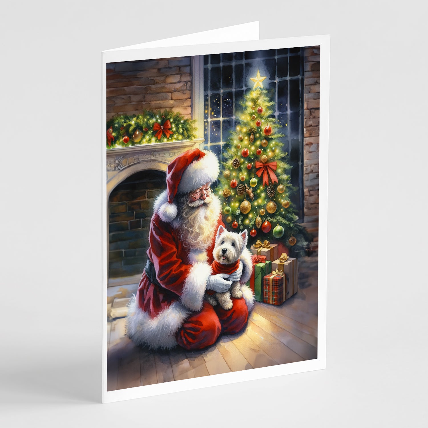 Buy this Westie and Santa Claus Greeting Cards Pack of 8