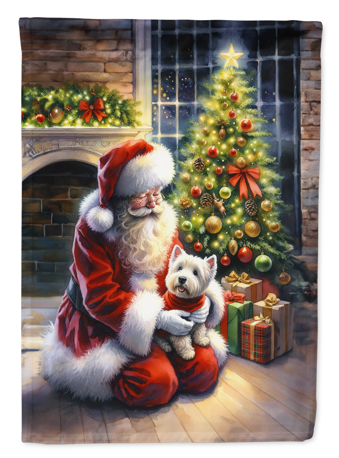 Buy this Westie and Santa Claus Garden Flag