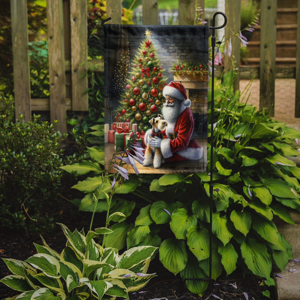 Fox Terrier and Santa Claus Garden Flag