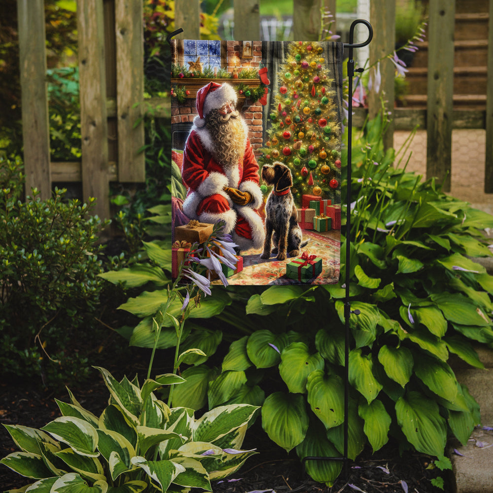 Wirehaired Pointing Griffon and Santa Claus Garden Flag