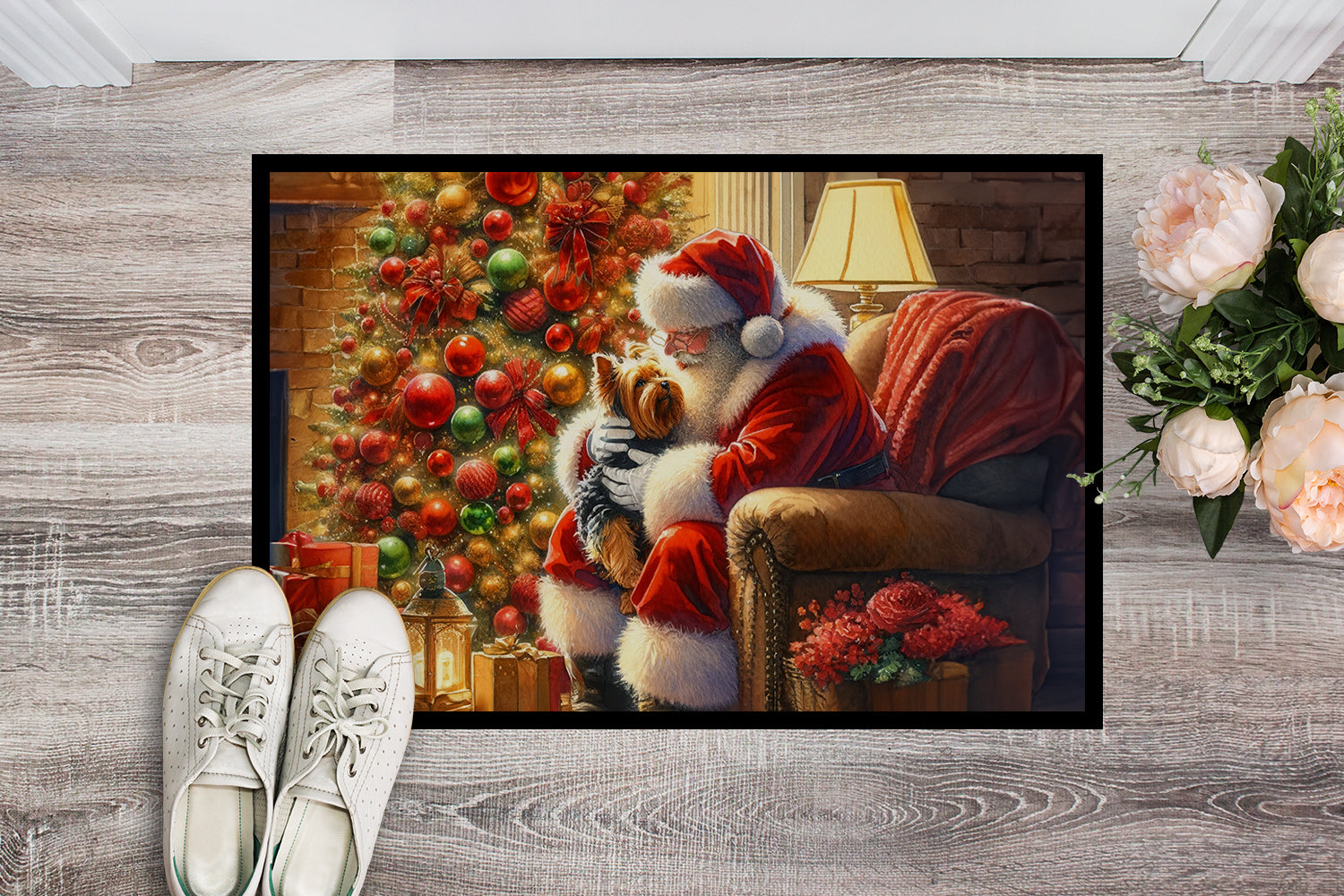 Buy this Yorkshire Terrier Yorkie and Santa Claus Doormat