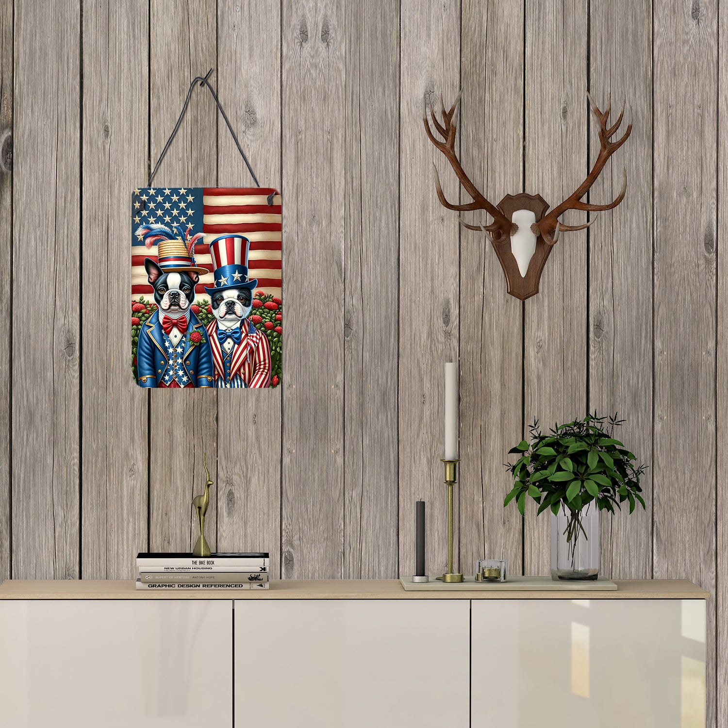 All American Boston Terrier Wall or Door Hanging Prints