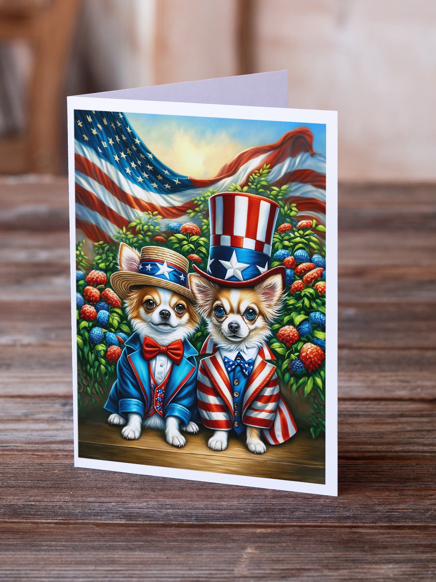 All American Chihuahua Greeting Cards Pack of 8
