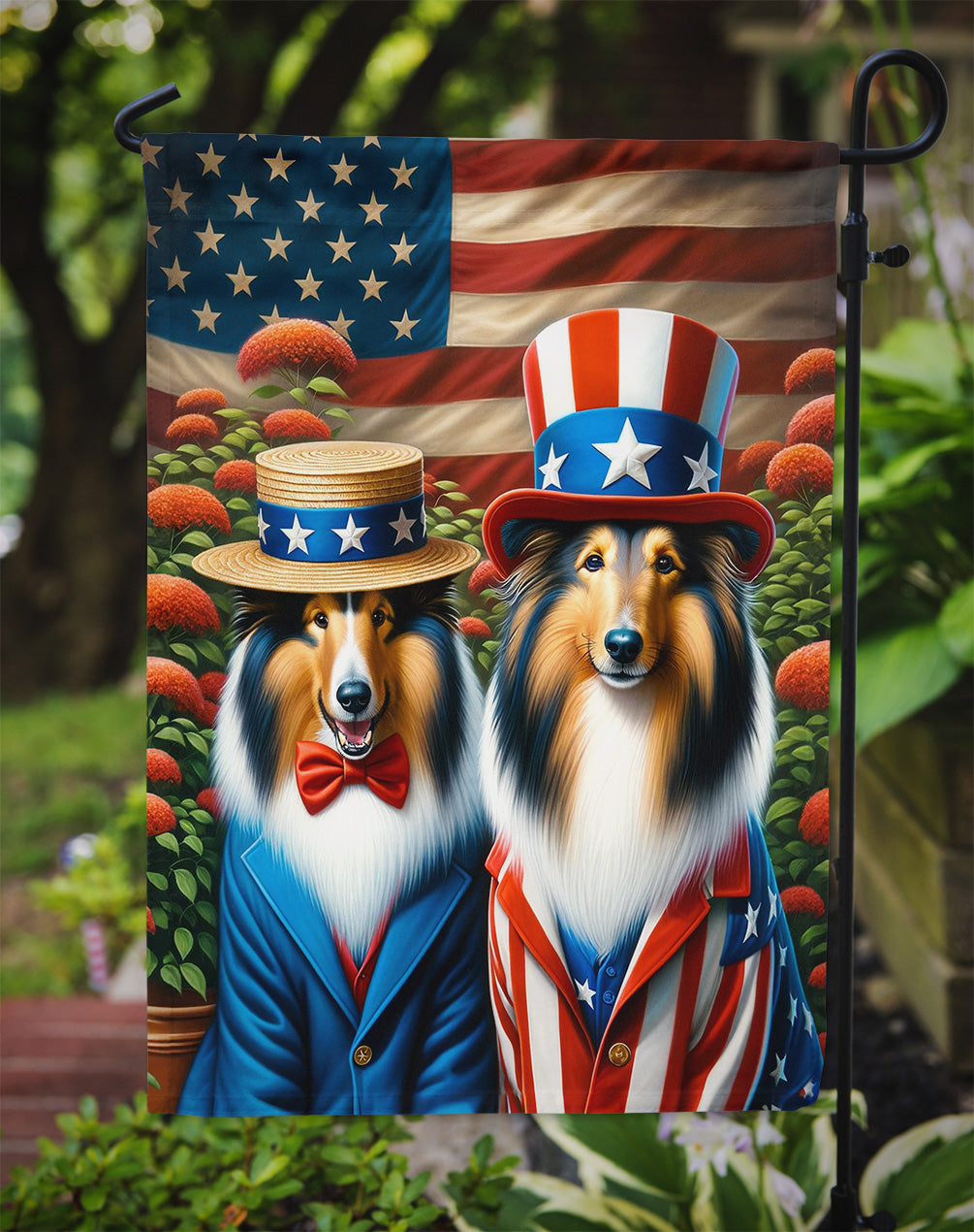 All American Collie Garden Flag