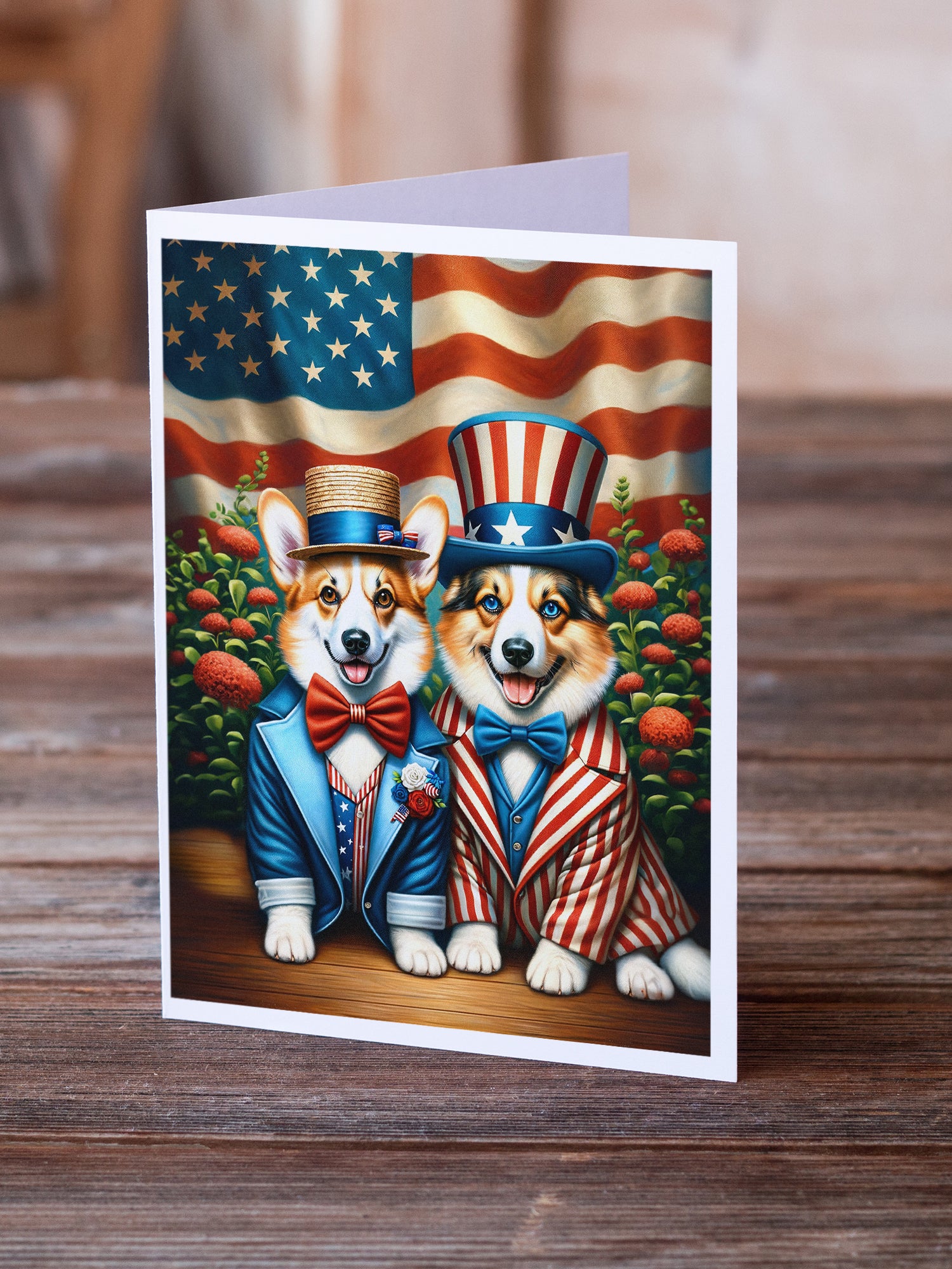 All American Corgi Greeting Cards Pack of 8