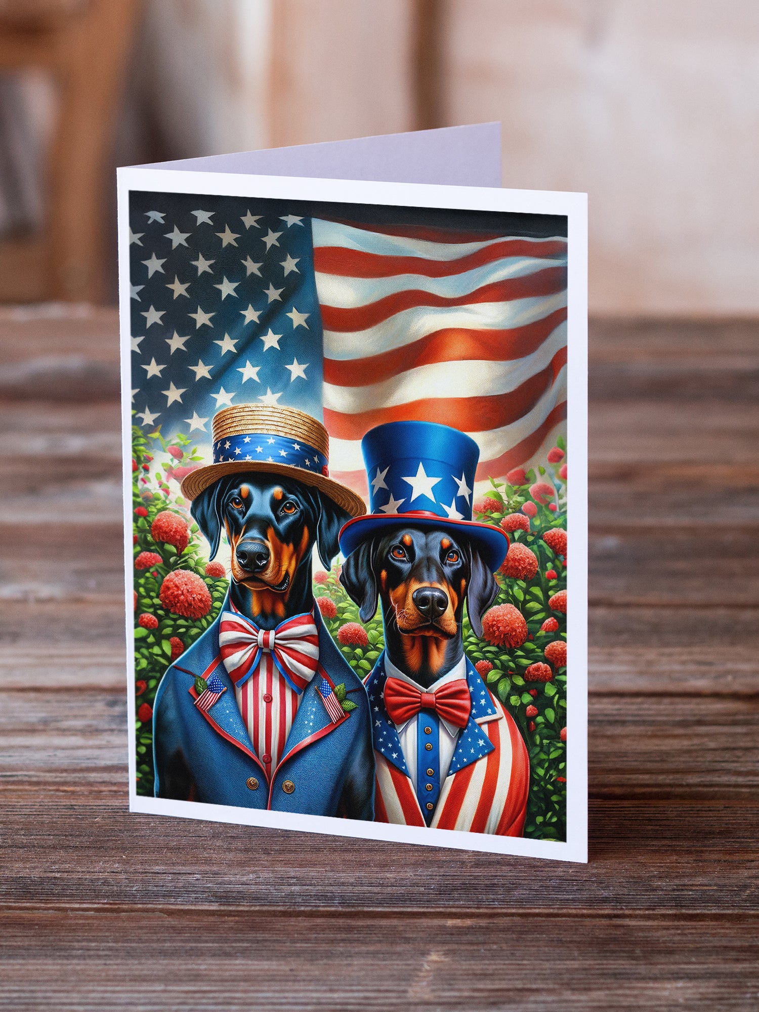 All American Doberman Pinscher Greeting Cards Pack of 8