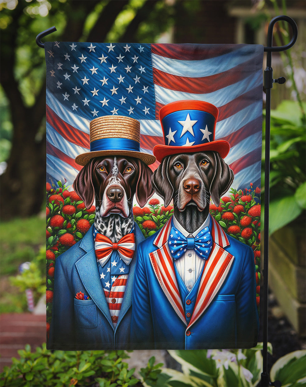 All American German Shorthaired Pointer Garden Flag