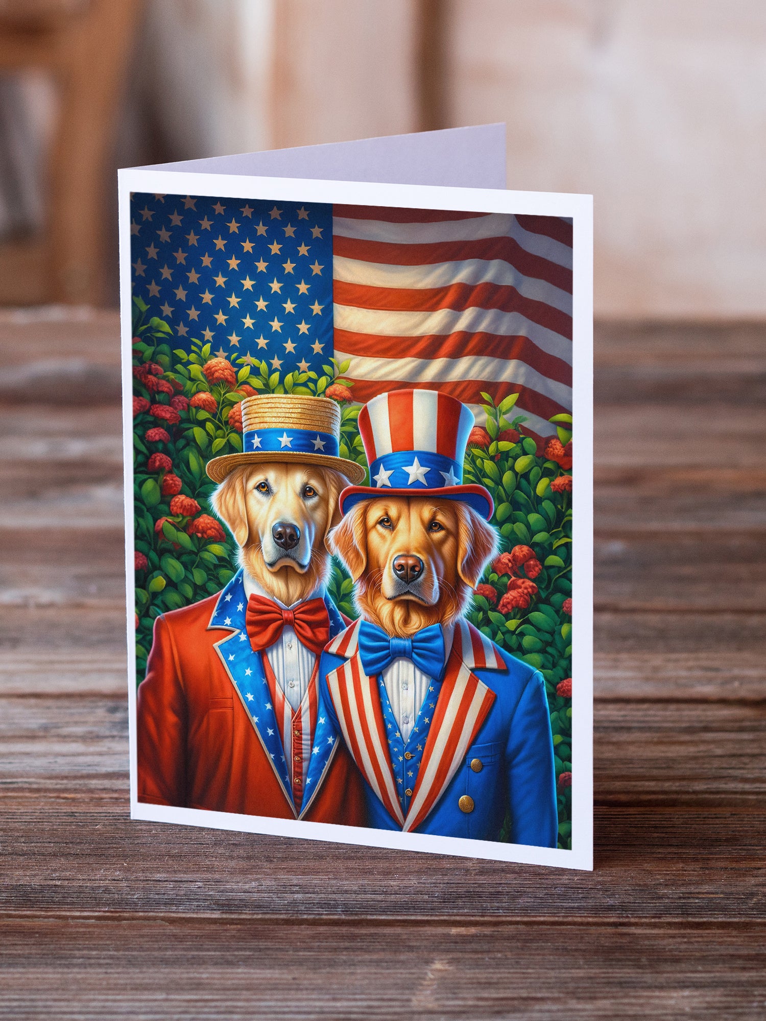 Buy this All American Golden Retriever Greeting Cards Pack of 8