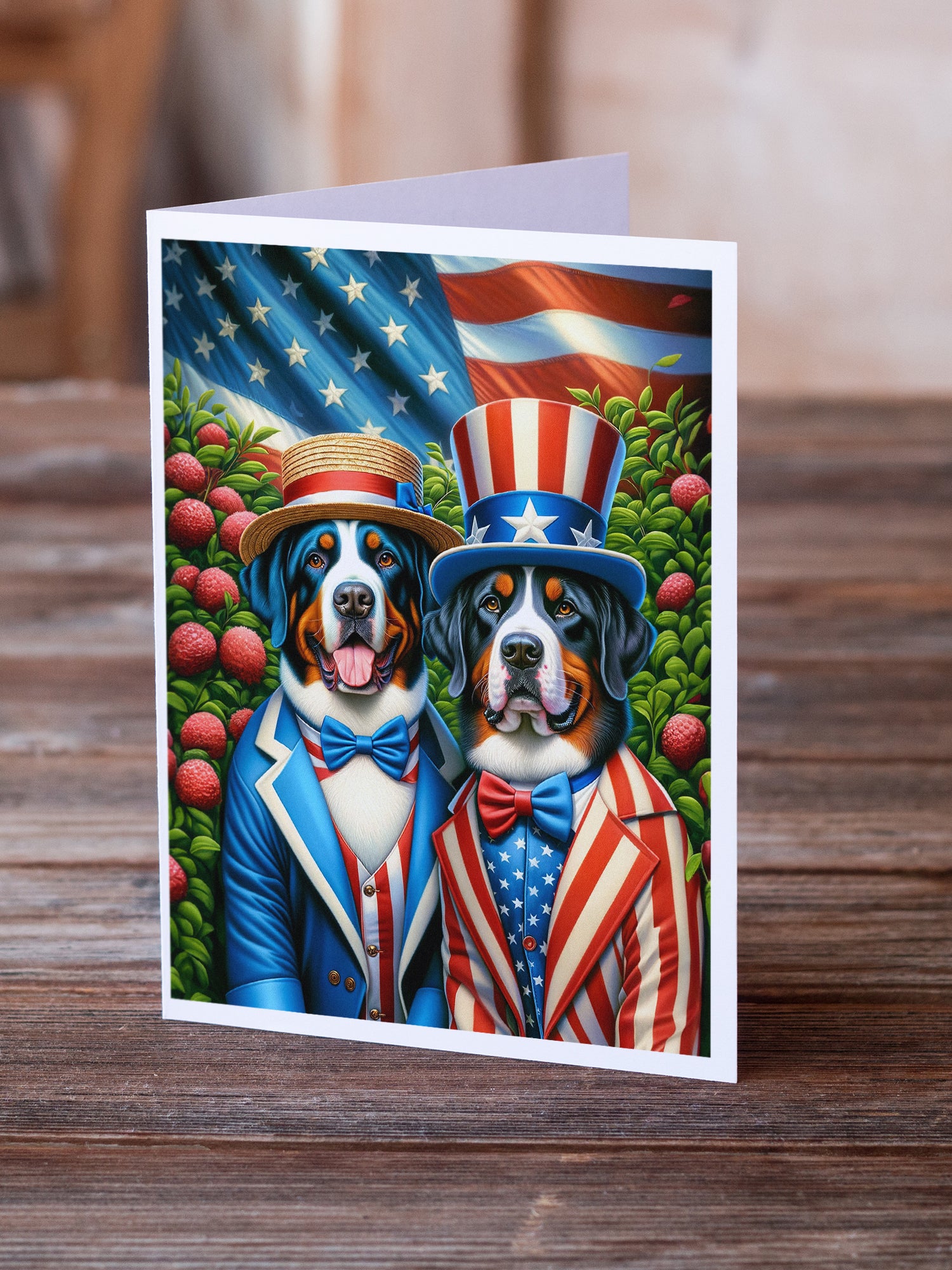 Buy this All American Greater Swiss Mountain Dog Greeting Cards Pack of 8