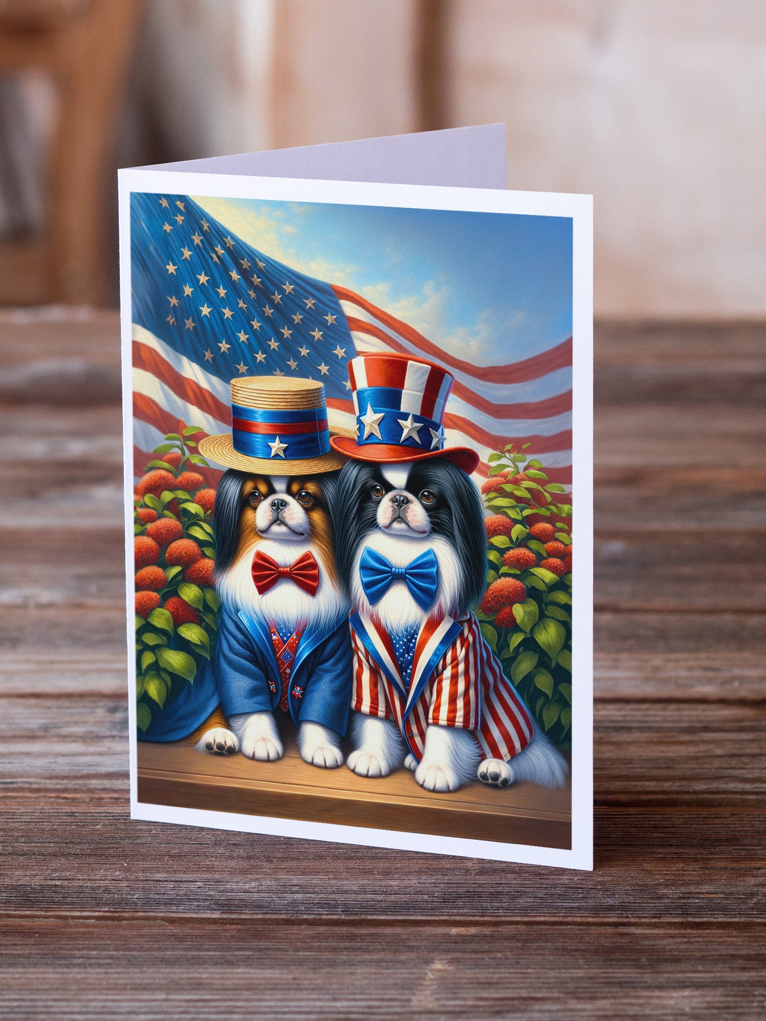 All American Japanese Chin Greeting Cards Pack of 8