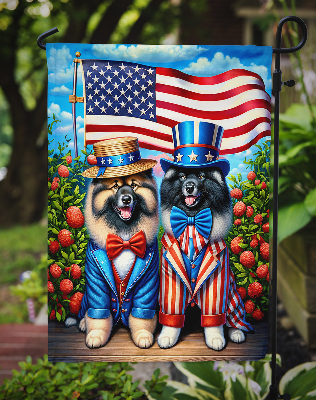 All American Keeshond Garden Flag