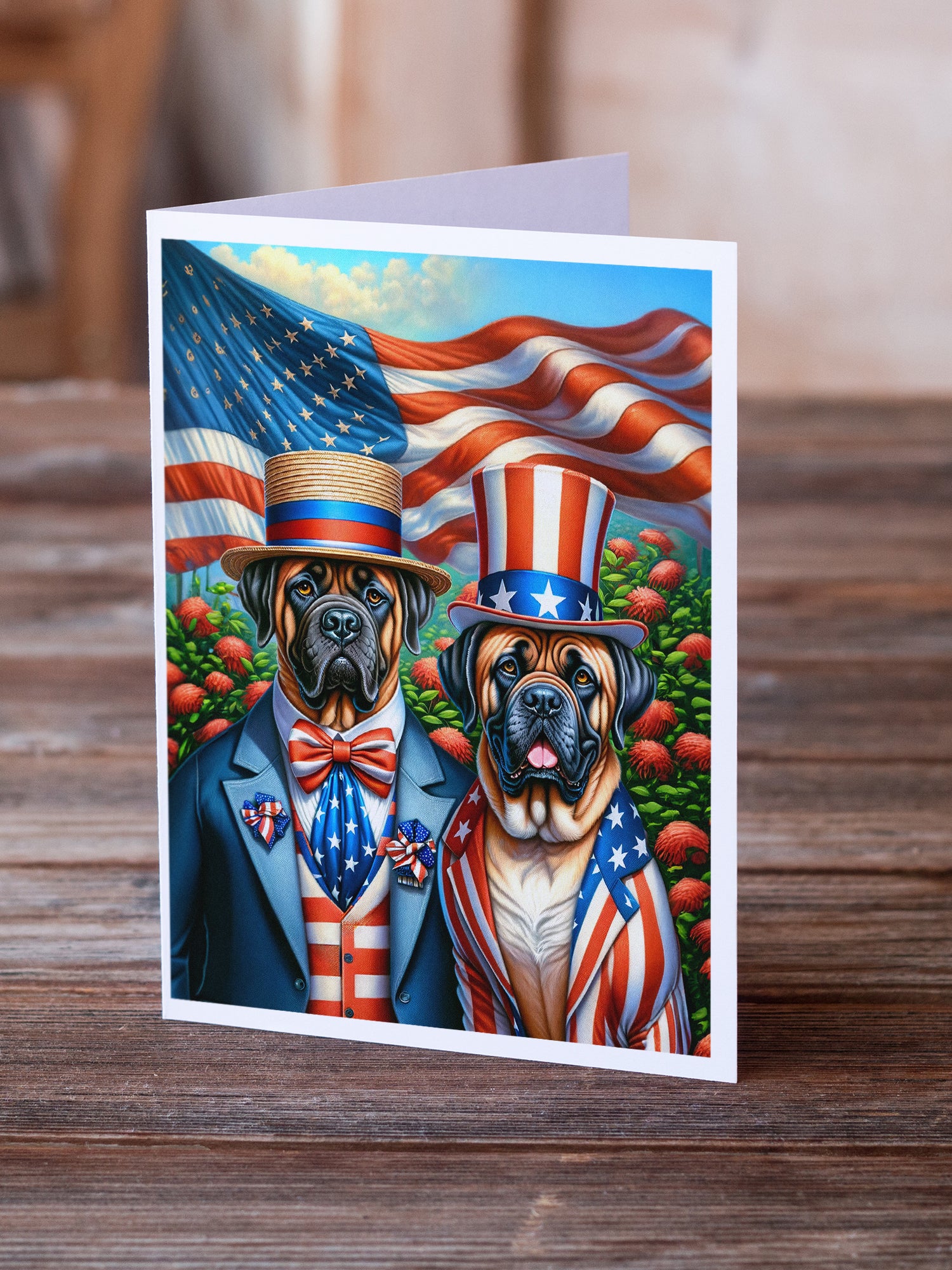 All American Mastiff Greeting Cards Pack of 8