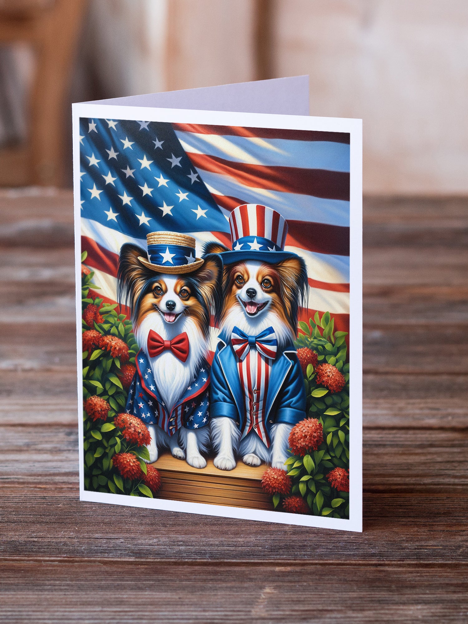 All American Papillon Greeting Cards Pack of 8