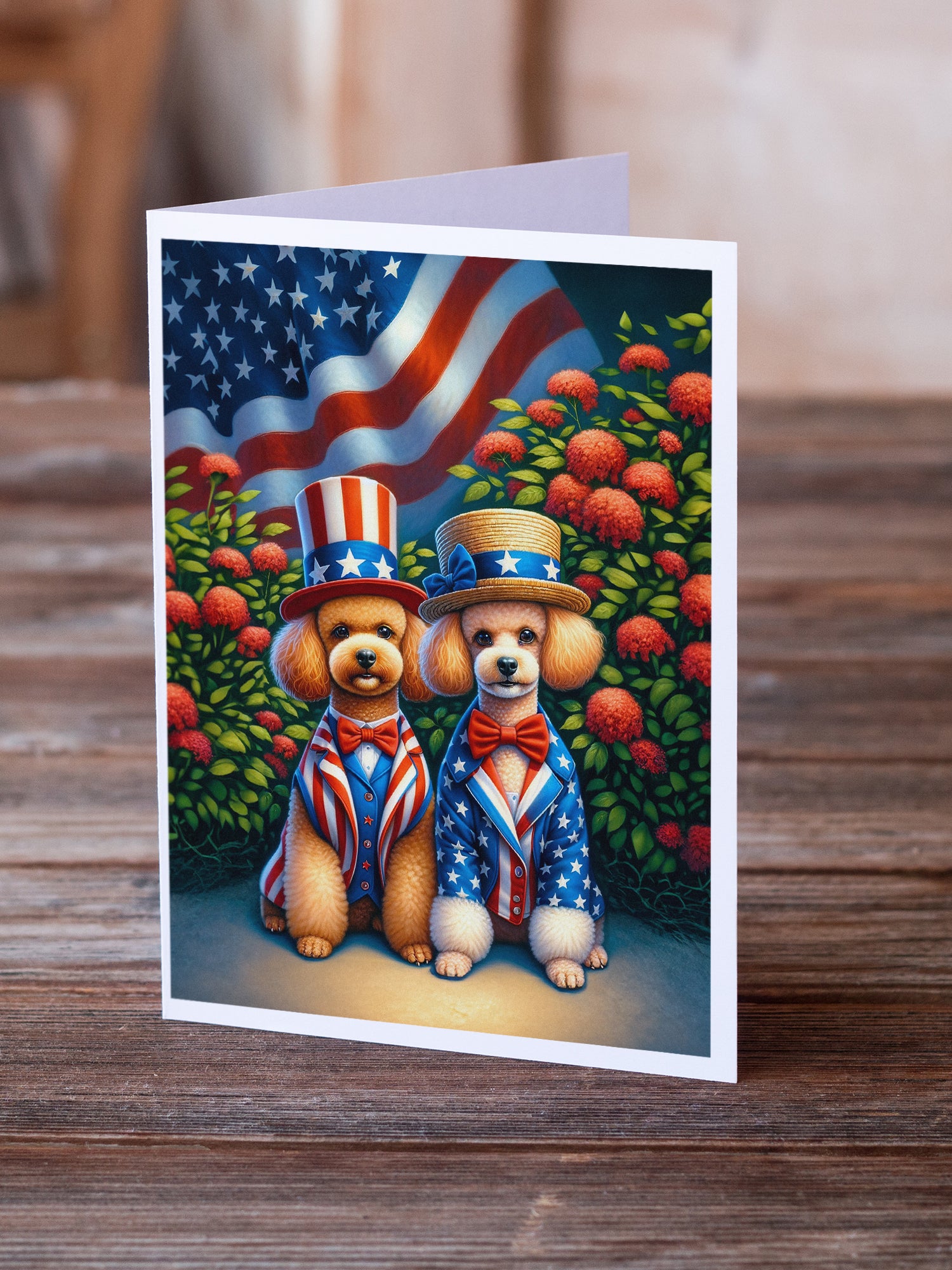 All American Poodle Greeting Cards Pack of 8