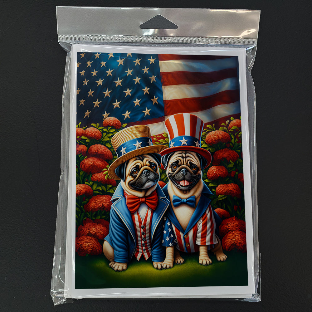 All American Pug Greeting Cards Pack of 8