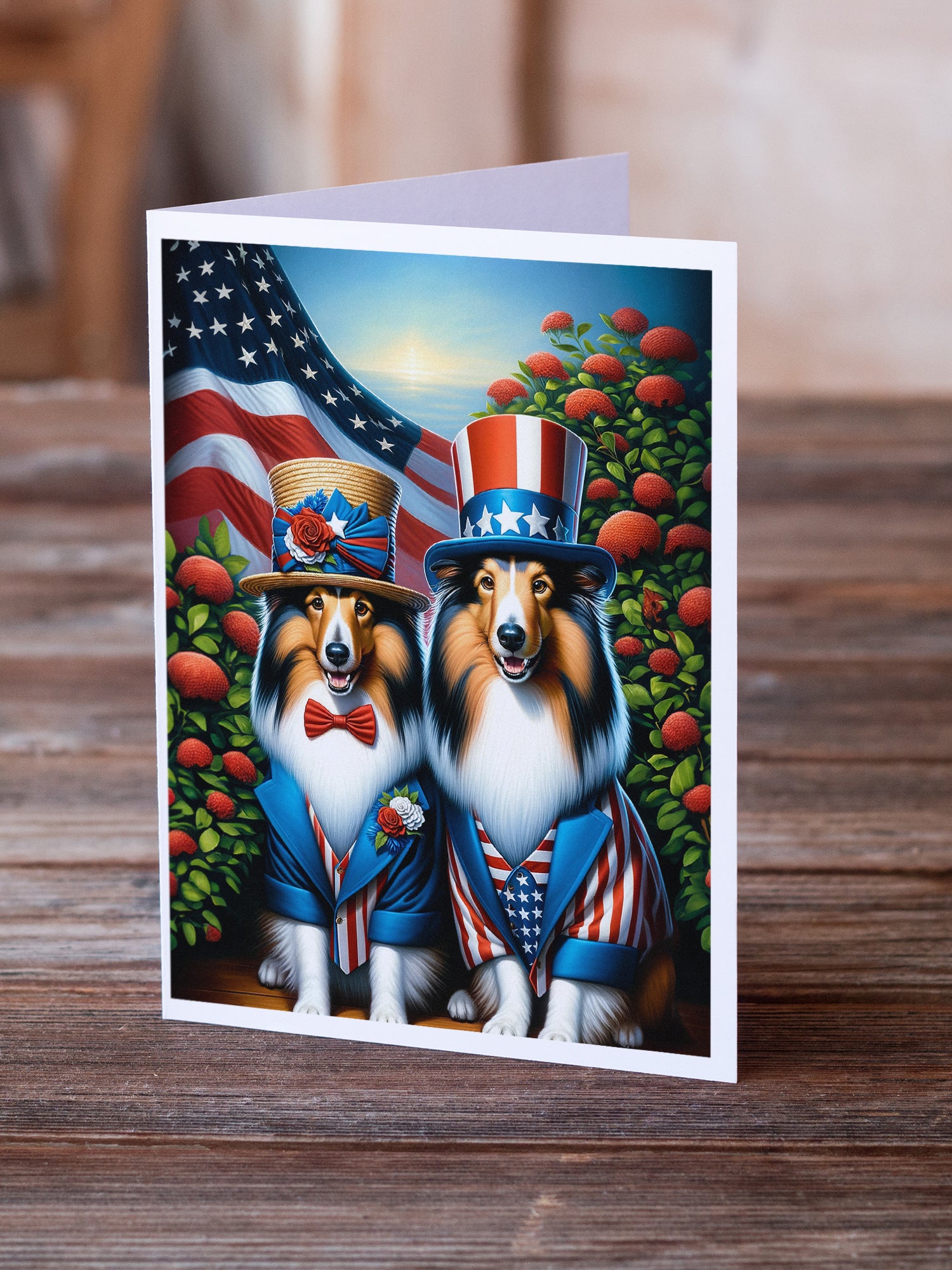 All American Sheltie Greeting Cards Pack of 8