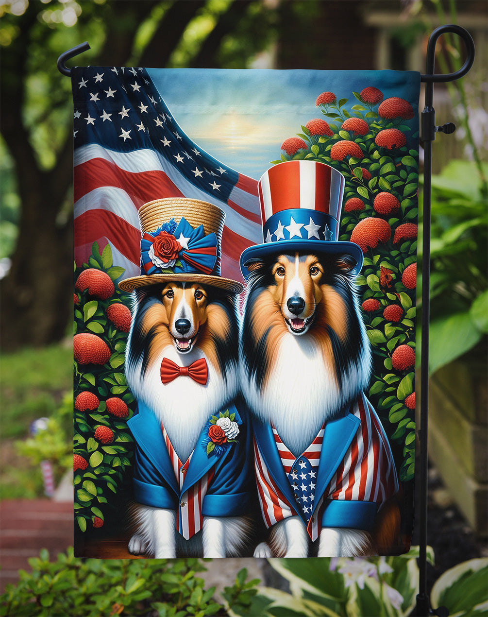 All American Sheltie Garden Flag