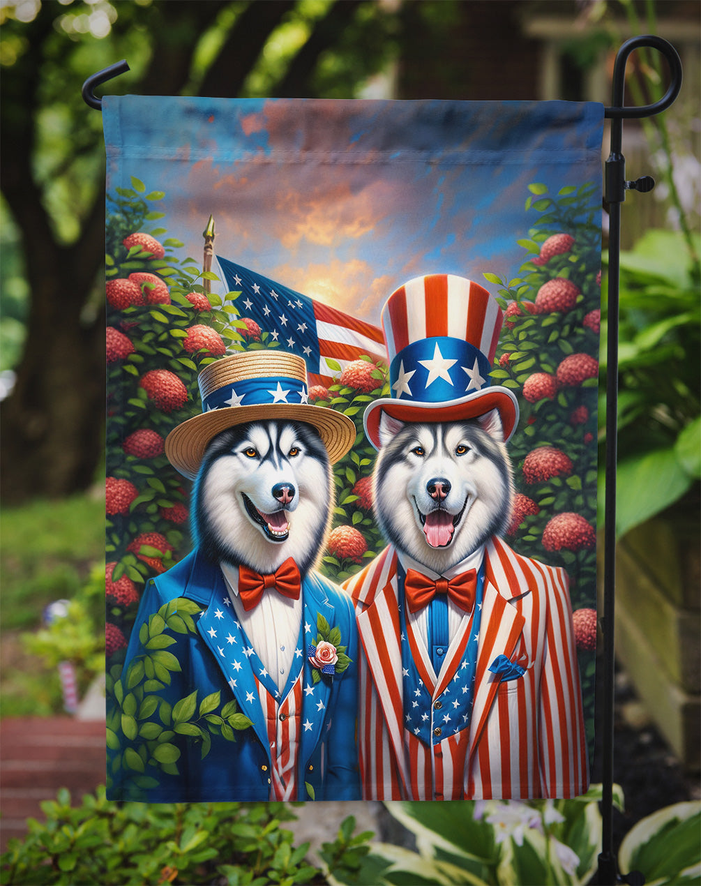 All American Siberian Husky Garden Flag