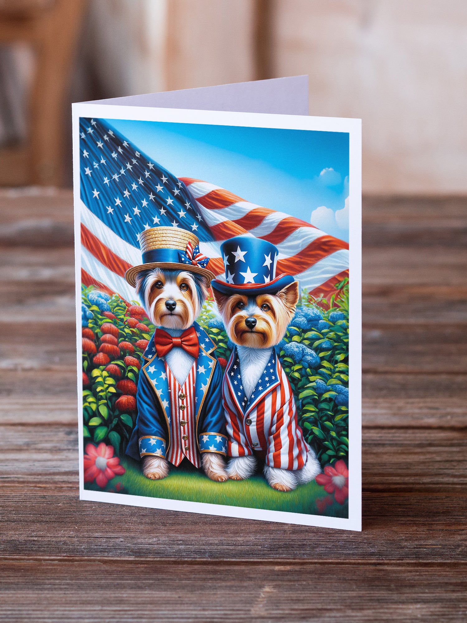 All American Silky Terrier Greeting Cards Pack of 8