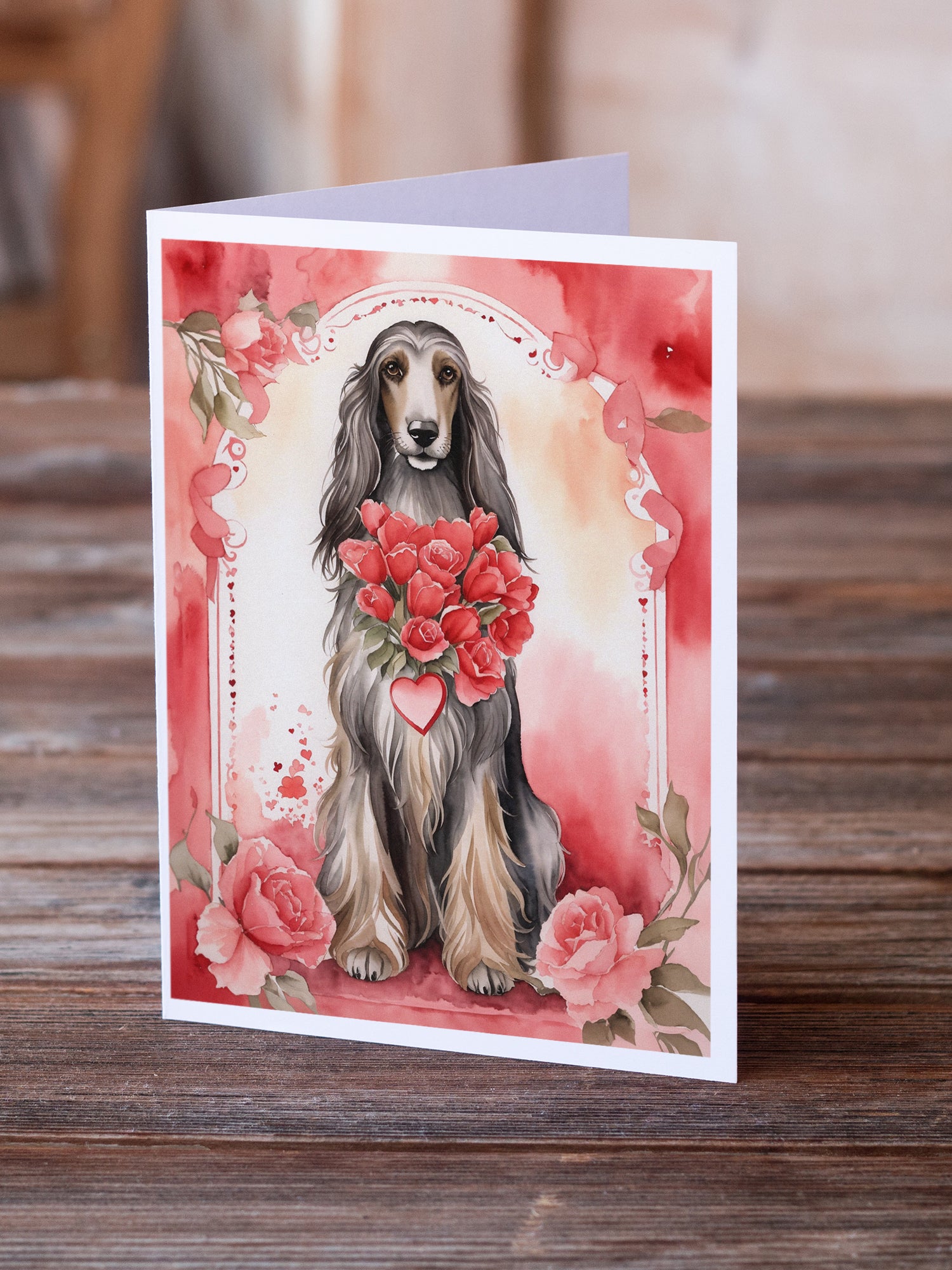 Buy this Afghan Hound Valentine Roses Greeting Cards Pack of 8