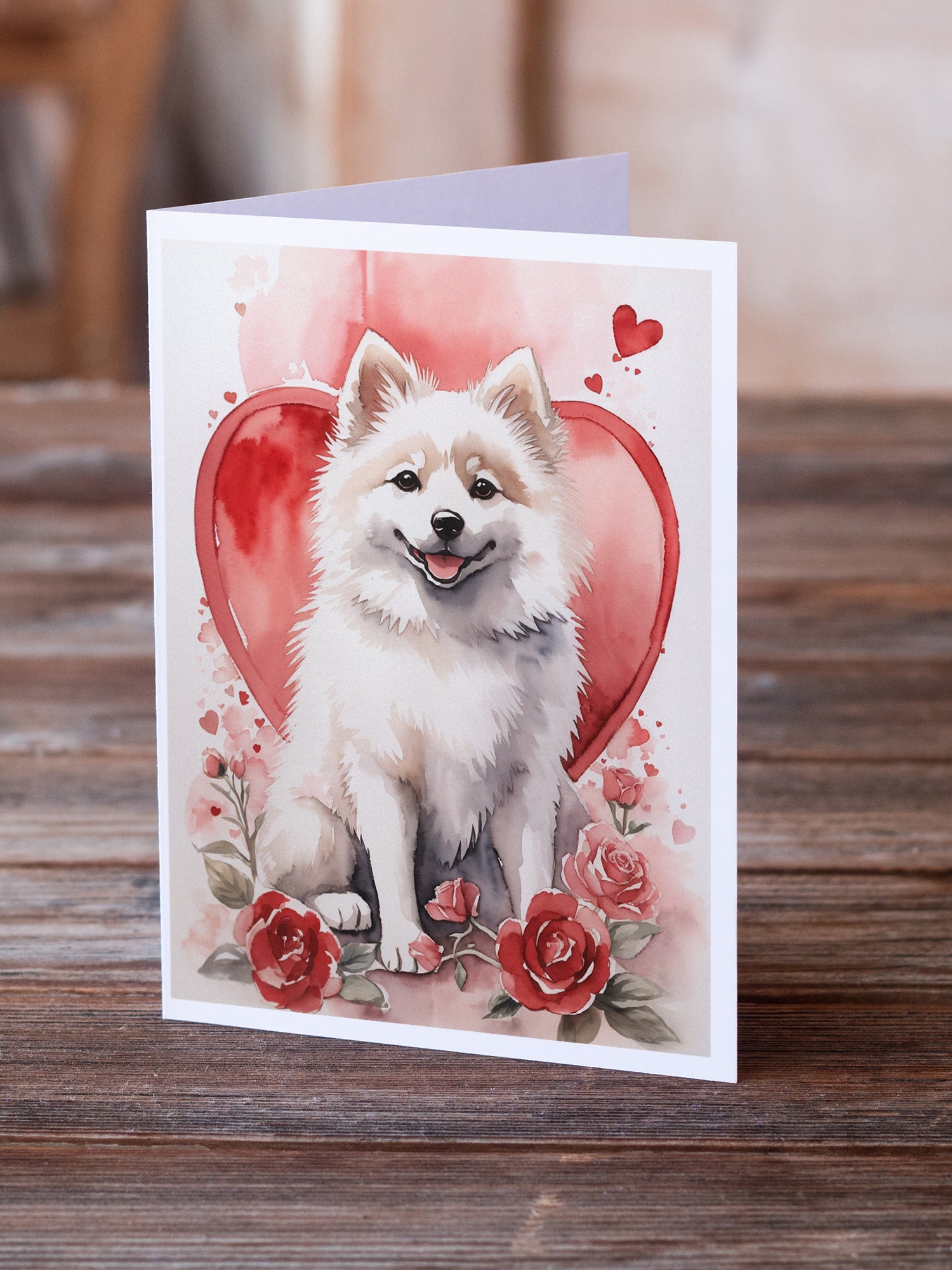 Buy this American Eskimo Valentine Roses Greeting Cards Pack of 8