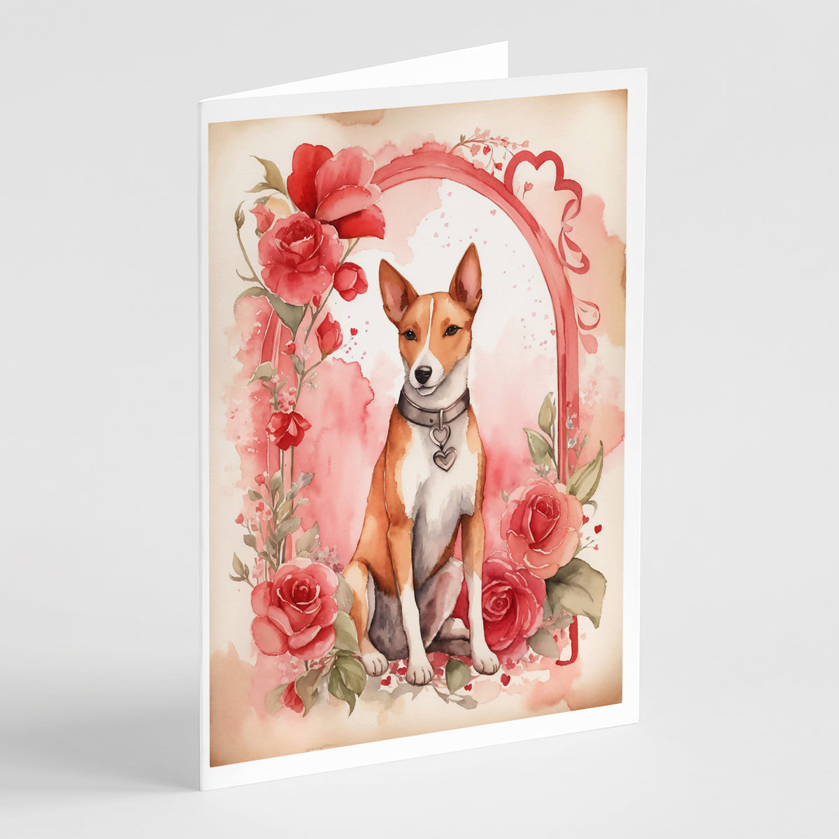 Buy this Basenji Valentine Roses Greeting Cards Pack of 8