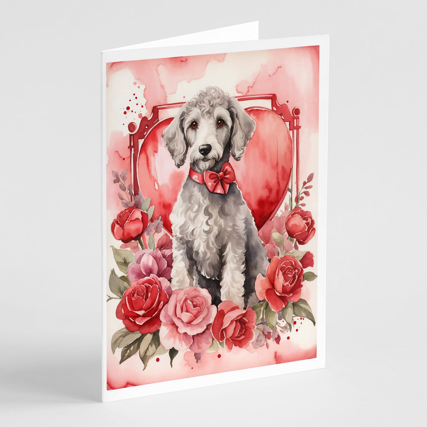 Buy this Bedlington Terrier Valentine Roses Greeting Cards Pack of 8