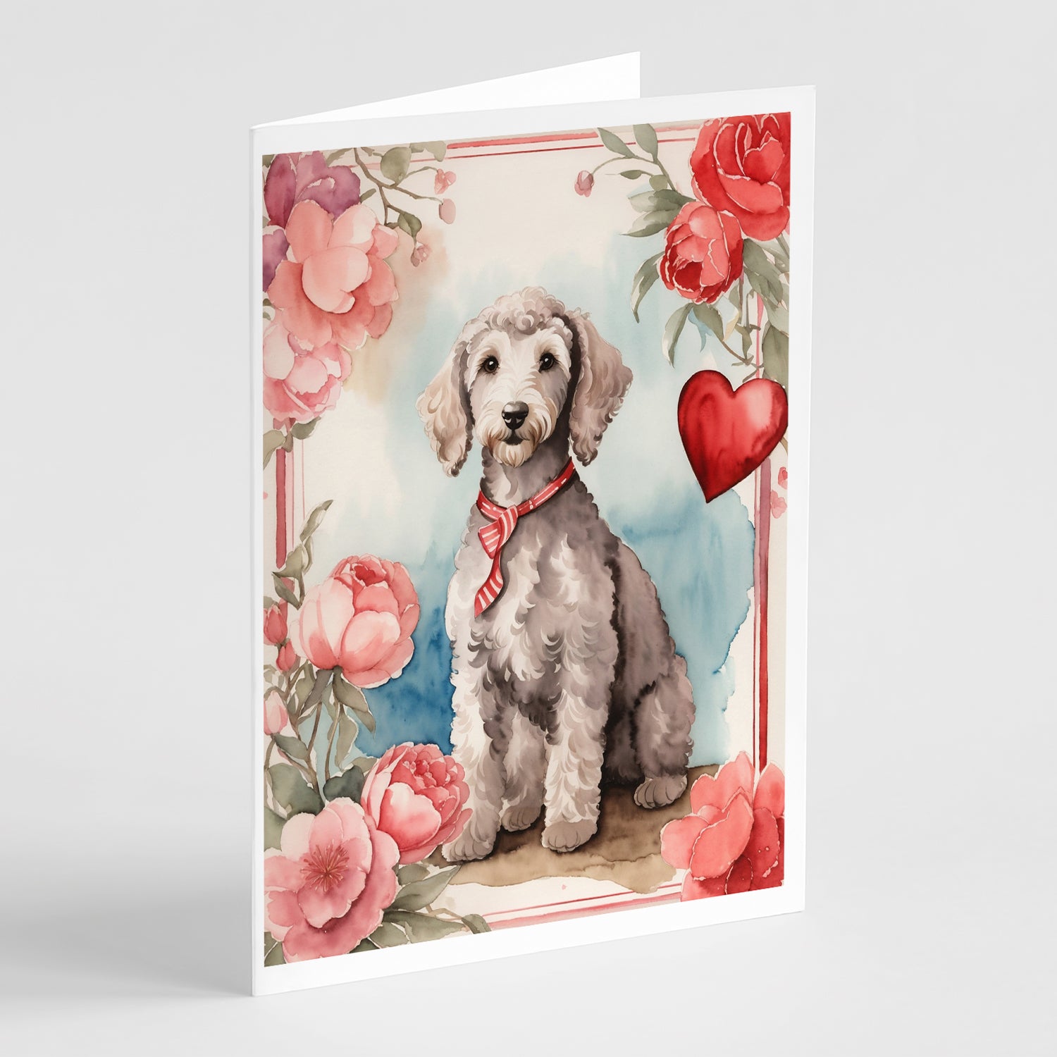 Buy this Bedlington Terrier Valentine Roses Greeting Cards Pack of 8