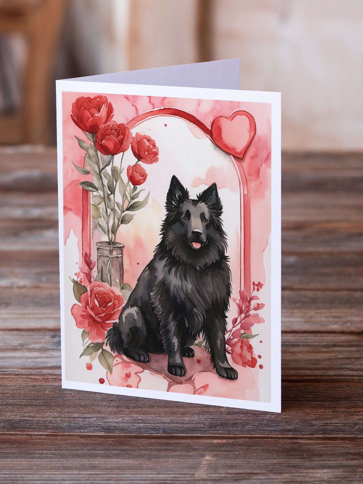 Buy this Belgian Sheepdog Valentine Roses Greeting Cards Pack of 8