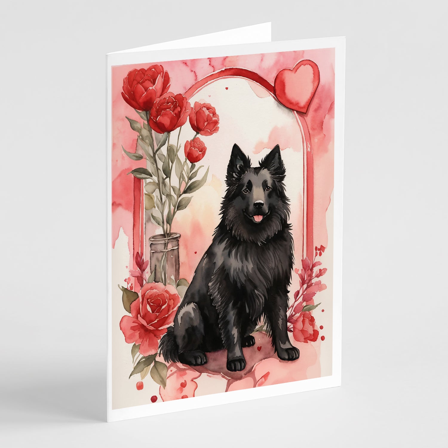 Buy this Belgian Sheepdog Valentine Roses Greeting Cards Pack of 8