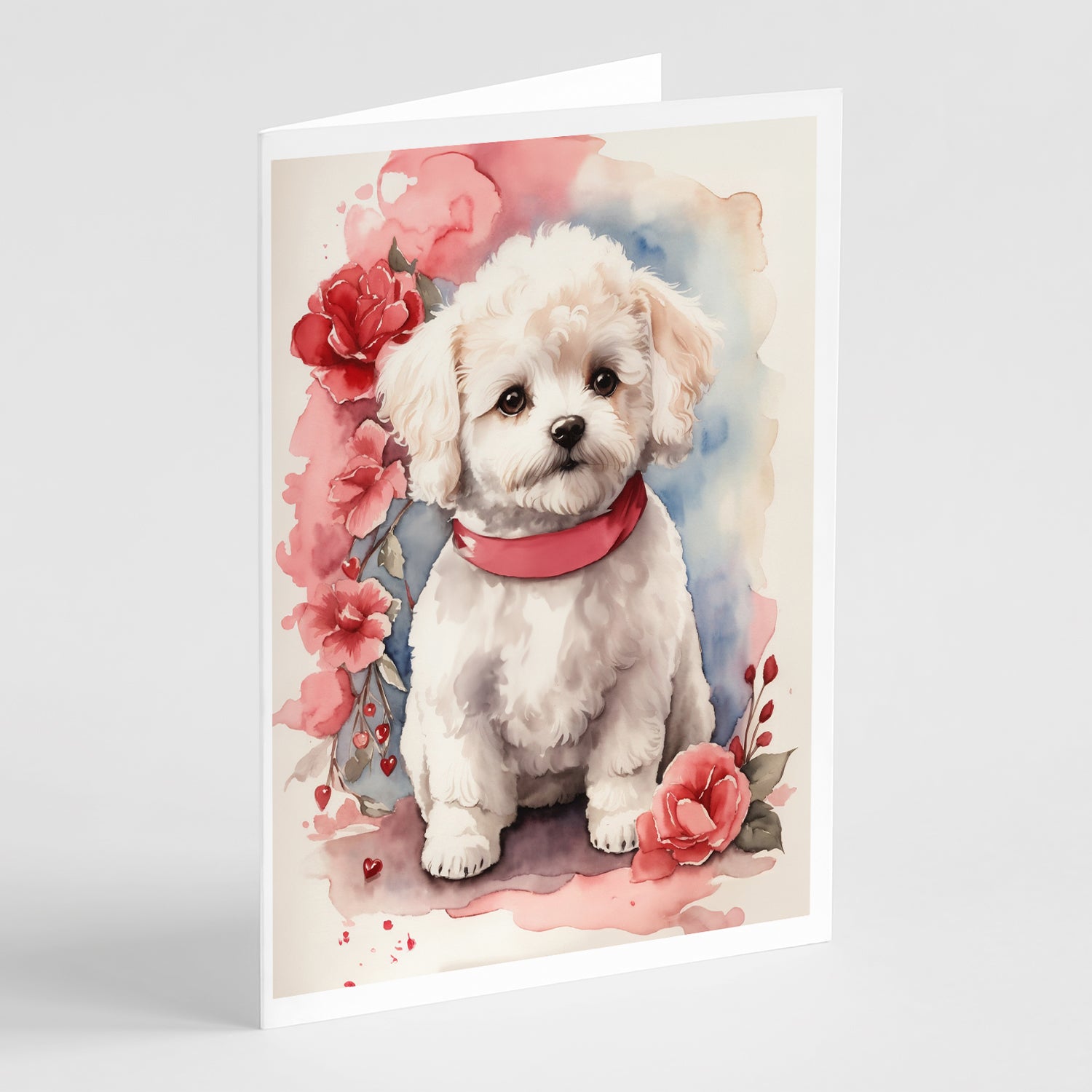 Buy this Bichon Frise Valentine Roses Greeting Cards Pack of 8