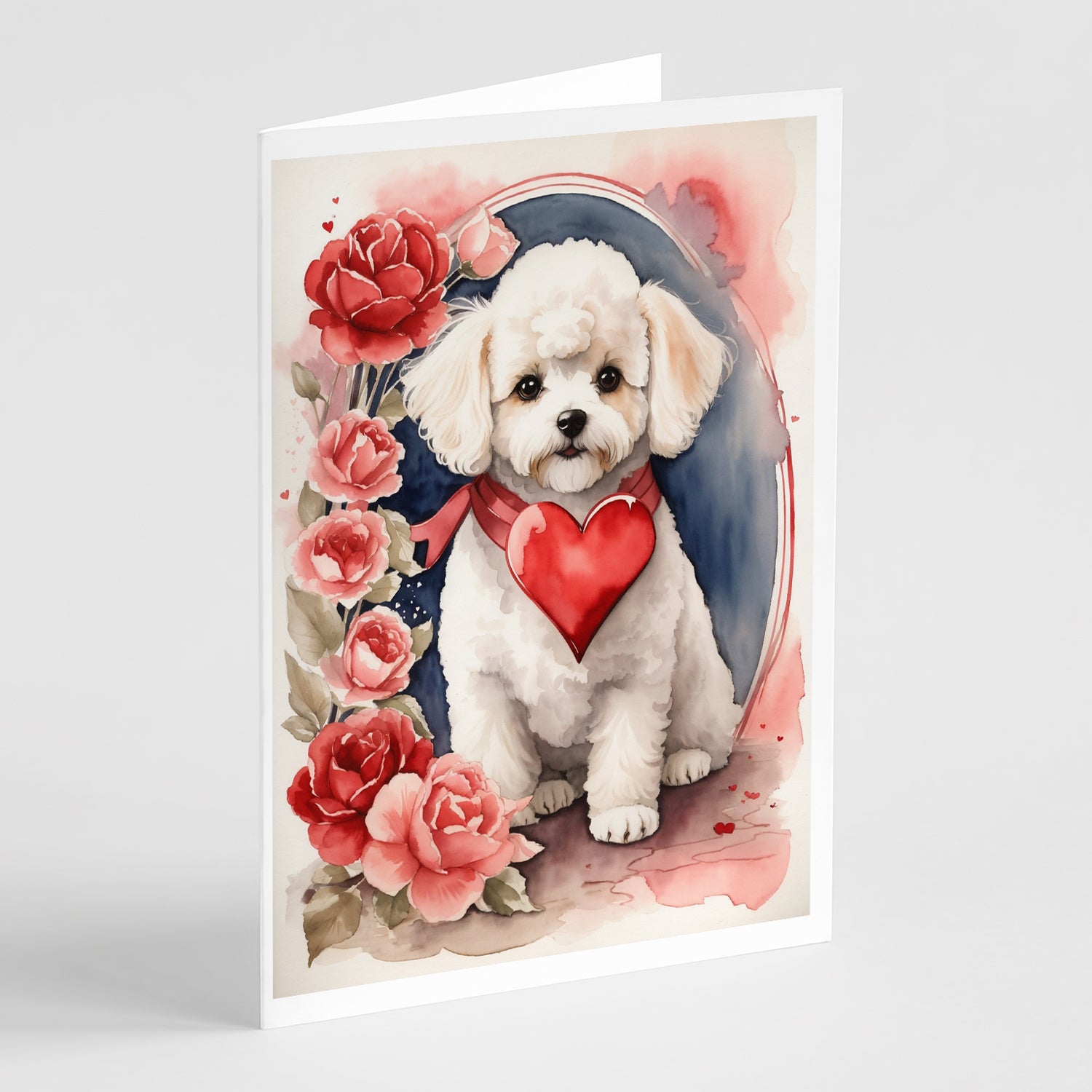 Buy this Bichon Frise Valentine Roses Greeting Cards Pack of 8