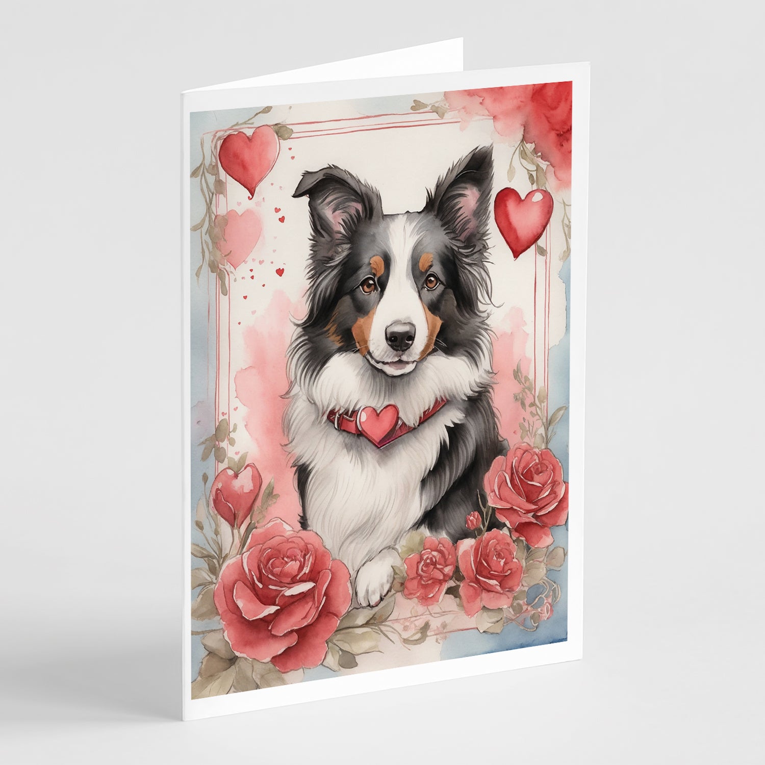 Buy this Border Collie Valentine Roses Greeting Cards Pack of 8